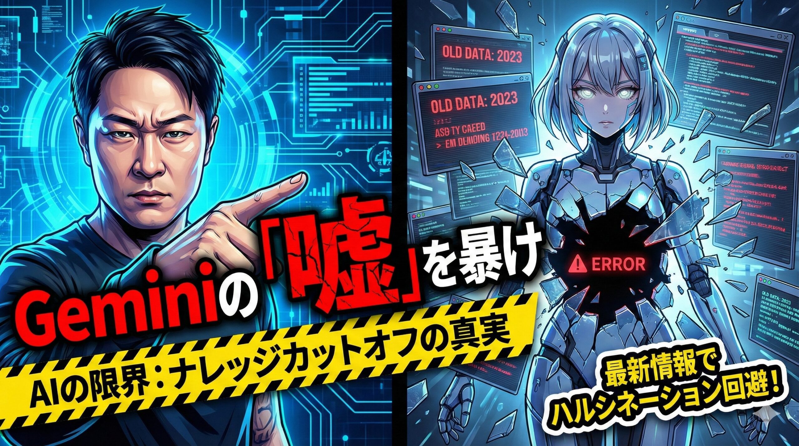 Geminiの「嘘」を暴け AIの限界：ナレッジカットオフの真実 最新情報でハルシネーション回避 アイキャッチ画像