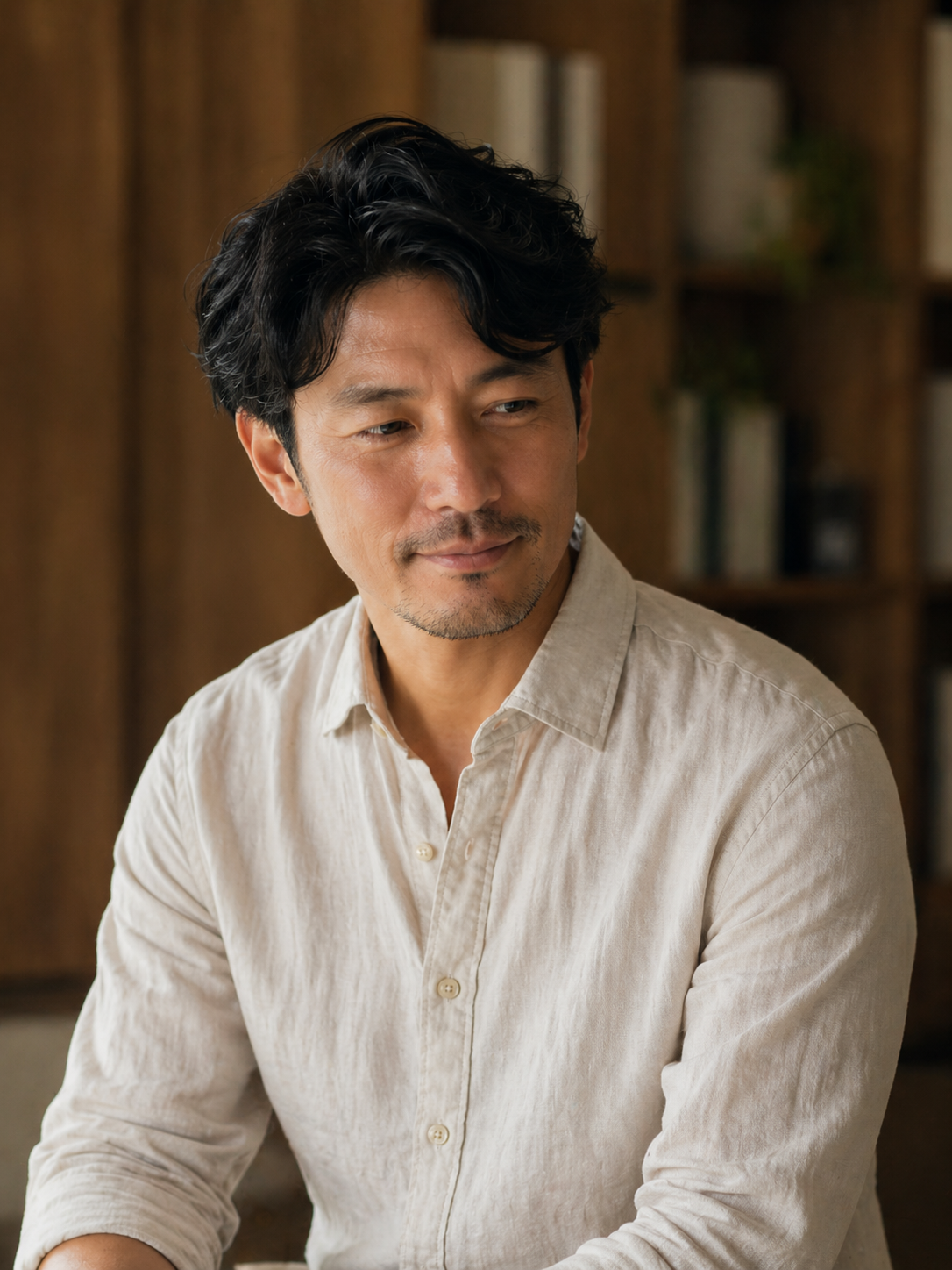 落ち着いた表情の案内役ポートレート