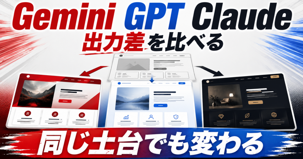 Gemini GPT ClaudeのWebデザイン出力比較アイキャッチ